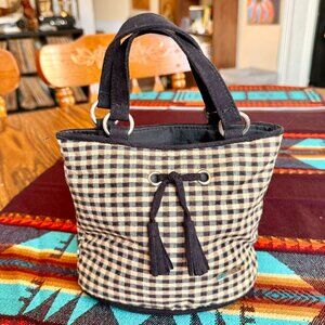 Vintage Longaberger Mini Gingham Buffalo Check Tote Bag